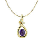 14K Yellow Gold 0.388cttw Amethyst & 0.025cttw Diamond Pendant 18"