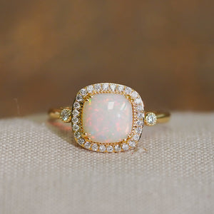 14K Yellow Gold 1.40ct Opal & 0.18cttw Diamond