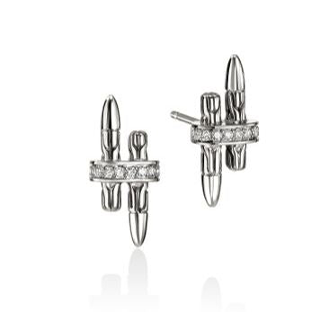 Spear Silver 0.12cttw Diamond Pave Stud Earrings by John Hardy