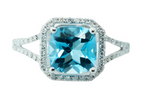 14K White Gold 2.35cttw Blue Topaz & 0.30cttw Diamond Ring by RJM