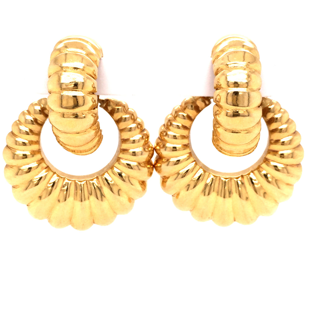 Estate Ribbed Hoop Clip-On Earrings