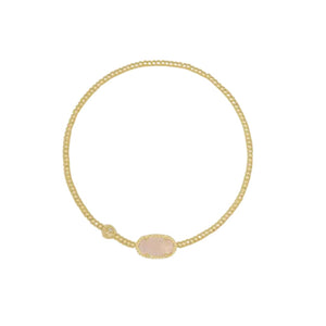 Grayson Gold Plated Stretch Bracelet in Rose Quartz by Kendra Scott