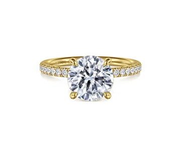 14K Yellow Gold 0.19cttw SI2 G-H Diamond Semi-Mount Engagement Ring by Gabriel