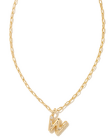 Crystal Letter W Gold Plated White CZ Short Pendant Necklace by Kendra Scott