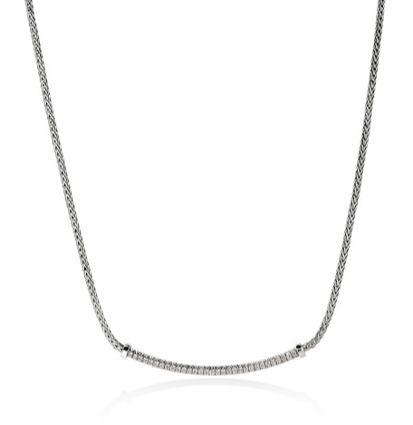 JH Essentials Silver 0.24cttw Diamond Pave 1.8mm Chain Necklace 16-18"