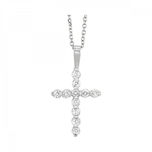 14K White Gold 0.25cttw Cross Diamond Pendant