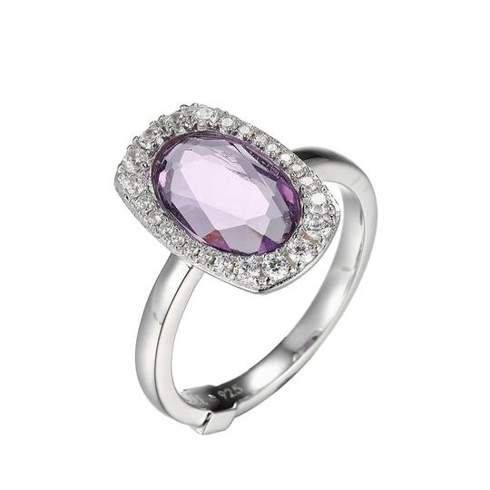 Sterling Silver Ring with Genuine Amethyst by ELLE