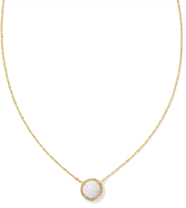 Vollyball Gold Plated White MOP Short Pendant Necklace by Kendra Scott