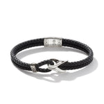 Classic Chain Asli Link Silver Bracelet on Black Leather Cord by John Hardy