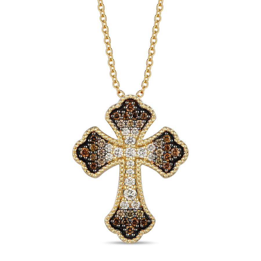Honey Gold Ombre Cross Diamond Pendant by LeVian