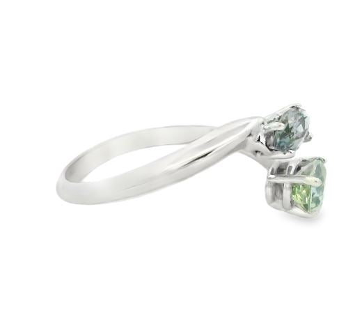 14K White Gold Untreated Tanzanite Bypass Ring