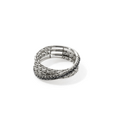 Essentials Silver Crossover Ring with Treated Black Sapphire by John Hardy