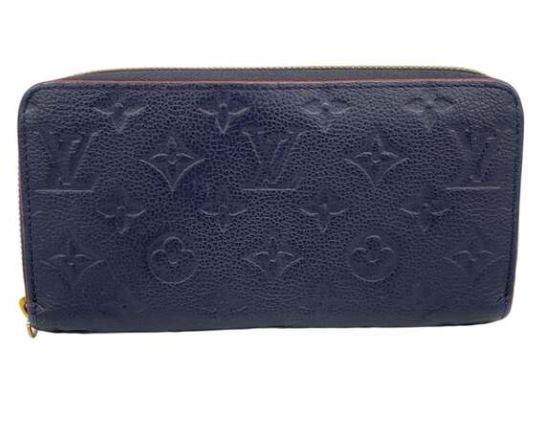 PREOWNED Louis Vuitton Empreinte Zippy Wallet (Navy & Red)