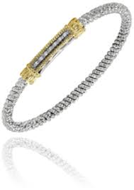 Sterling Silver & Yellow Gold Diamond Closed Band Bracelet by VAHAN