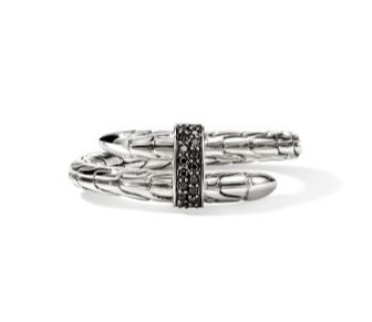 Spear Silver Single Wrap Ring with Treated Black Sapphire by John Hardy