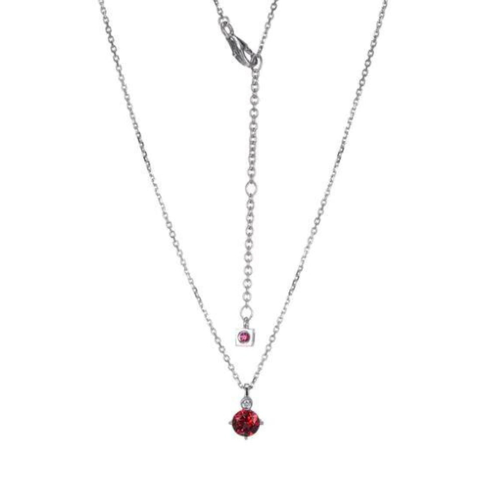 Sterling Silver Genuine Garnet Birthstone Necklace by ELLE