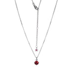 Sterling Silver Genuine Garnet Birthstone Necklace by ELLE