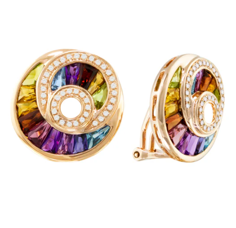 Diamond & Multi Color Gemstone Earrings by Bellarri