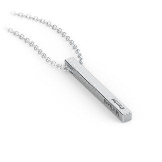 Sterling Silver Square Vertical Bar Necklace