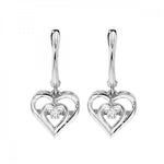 Sterling Silver, Rhythm of Love Diamond Heart Earrings