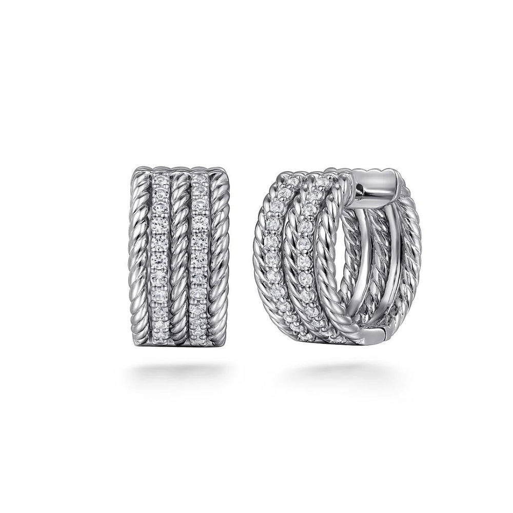 Sterling Silver15mm 0.59cttw White Sapphire Hampton Huggie Earrings by Gabriel