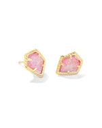 Frame Tessa Yellow Gold Plated Stud Earrings with Luster Rose Pink Opal by Kendra Scott