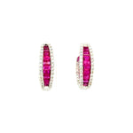 14K White Gold 3.49cttw Ruby & 1.05cttw Diamond Earrings