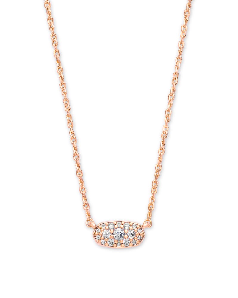 Grayson Rose Gold Plated Crystal Necklace with White CZ by Kendra Scott