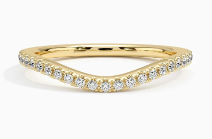 14K Yellow Gold 0.25cttw VS2 G Curved Diamond Wedding Band by DFU