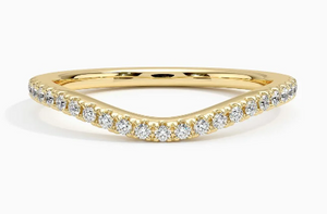 14K Yellow Gold 0.25cttw VS2 G Curved Diamond Wedding Band by DFU