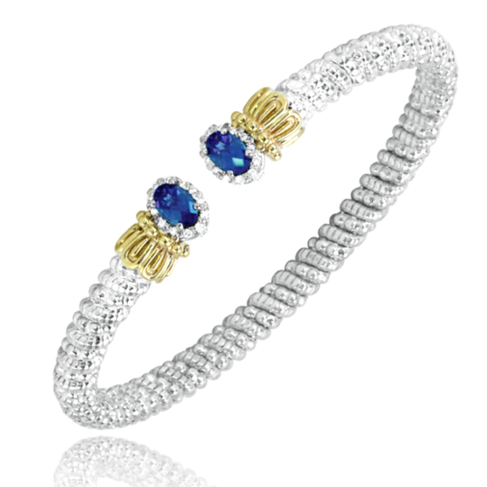 Sterling Silver Blue Topaz and Diamond Bracelet by VAHAN