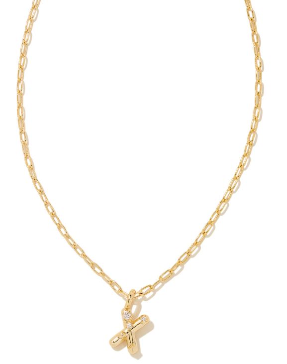 Crystal Letter X Gold Plated White CZ Short Pendant Necklace by Kendra Scott