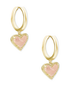 Ari Gold Plated Rose Quartz Heart Huggie Earrings by Kendra Scott