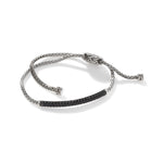 Essentials Silver Mini Chain Pull Through Bracelet w/ Treated Black Sapphire & Black Spinel Sz S-M by John Hardy