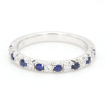 14K White Gold Sapphire and Diamond Wedding Band