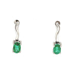 14K White Gold Emerald Dangle Earrings