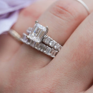 Piper - 14K White Gold Emerald Cut Diamond Engagement Ring