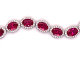 Sterling Silver Lab Ruby and CZ Bracelet