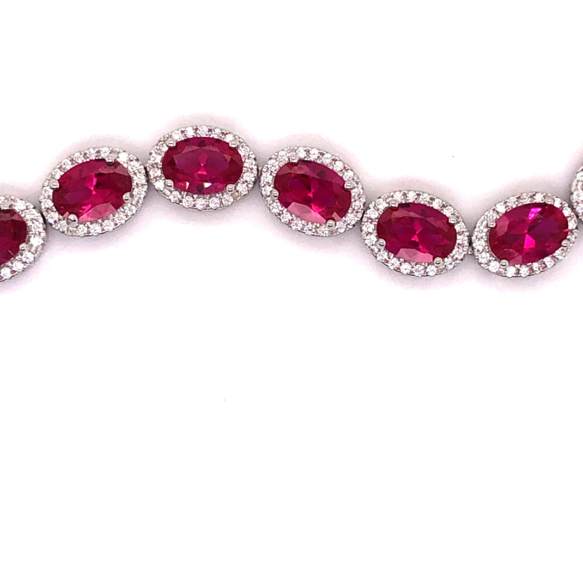 Sterling Silver Lab Ruby and CZ Bracelet