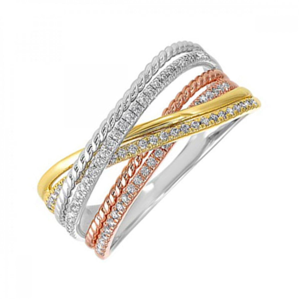 10K Yellow, White,  & Rose Gold 0.20cttw Diamond Ring