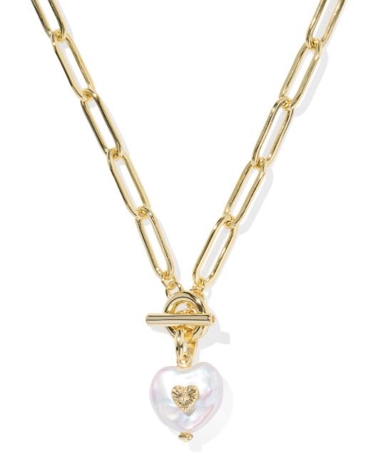 Sasha Heart Gold Plated Freshwater Cultured Pearl Short Pendant Necklace by Kendra Scott