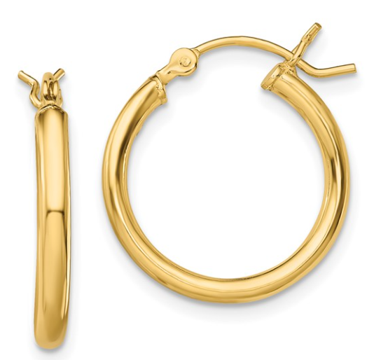 Sterling Silver Gold-Tone Polished 2x18mm Hoop Earrings