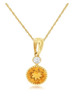 14K Yellow Gold 0.45ct Citrine & 0.03ct Diamond Pendant by RJM