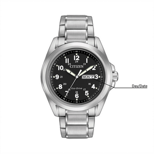 Garrison Stainless Steel Bracelet with Black Dial Watch by Citizen