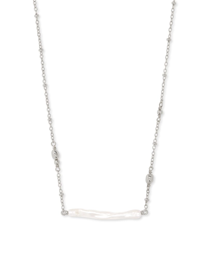 Eileen Silver White Pearl Pendant Necklace by Kendra Scott