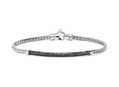 JH Essentials Silver 2.5mm Bracelet with Treated Black Sapphire Sz M by John Hardy