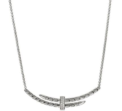 Spear Silver 0.08cttw Diamond Pave Station Necklace with 1.5mm Rolo Chain by John Hardy