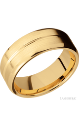 8 mm wide Beveled with Center Accent Groove 14K Yellow Gold band.
