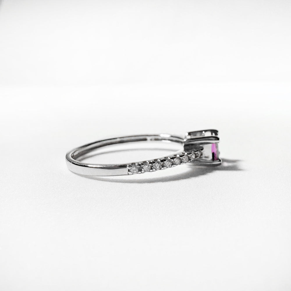 14K White Gold 0.70ct Pink Sapphire & 0.14cttw Diamond Ring