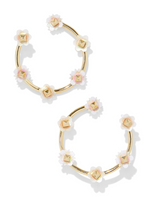 Deliah Yellow Gold Plated Iridescent White Mix Open Frame Earrings by Kendra Scott
